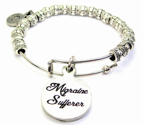 Migraine Sufferer Metal Beaded Bangle Bracelet