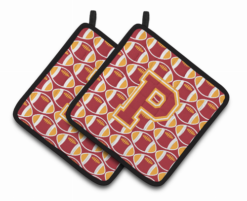 Monogram Football Pair of Pot Holders - CJ1070-PPTHD