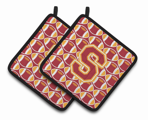 Monogram Football Pair of Pot Holders - CJ1070-SPTHD
