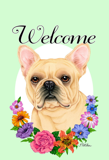 French Bulldog Cream - Best of Breed Welcome Flowers Garden Flag