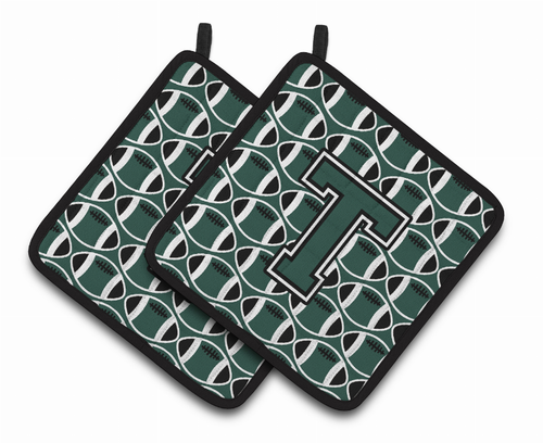 Monogram Football Pair of Pot Holders - CJ1071-TPTHD