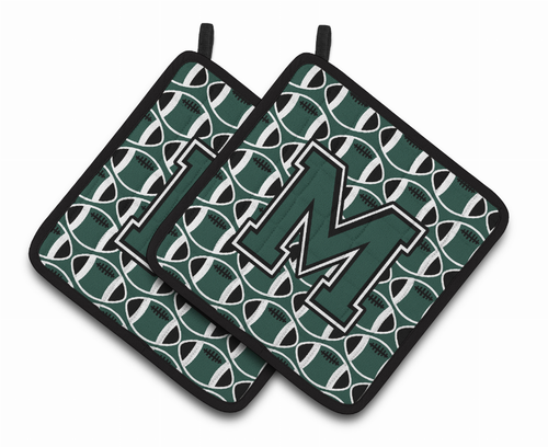 Monogram Football Pair of Pot Holders - CJ1071-MPTHD