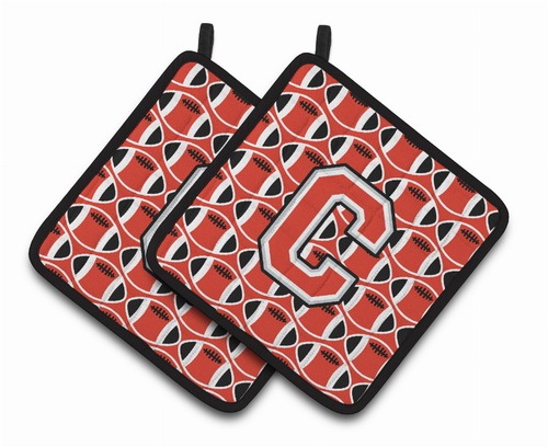 Monogram Football Pair of Pot Holders - CJ1067-CPTHD