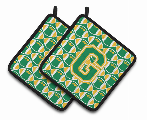 Monogram Football Pair of Pot Holders - CJ1069-GPTHD
