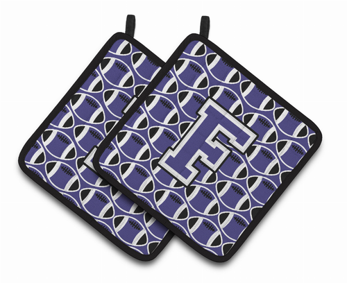 Monogram Football Pair of Pot Holders - CJ1068-FPTHD