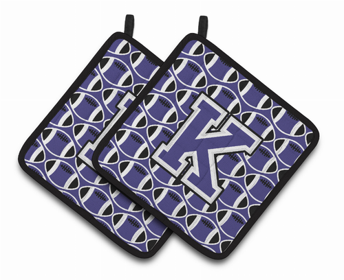 Monogram Football Pair of Pot Holders - CJ1068-KPTHD