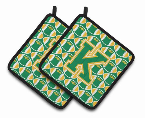Monogram Football Pair of Pot Holders - CJ1069-KPTHD