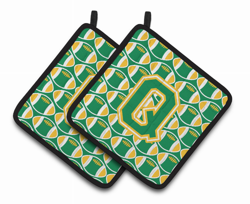 Monogram Football Pair of Pot Holders - CJ1069-QPTHD