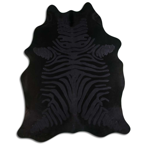 ACID WASHED HAIR ON COWHIDE ZEBRA DISTRESSED BLACK ON BLACK