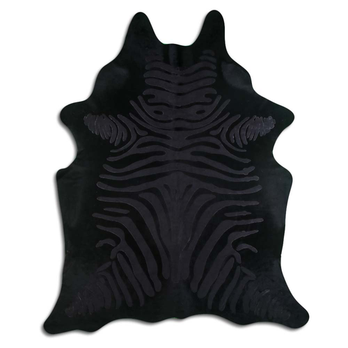 ACID WASHED HAIR ON COWHIDE ZEBRA DISTRESSED BLACK ON BLACK - CPDDZBLB3B-00128796