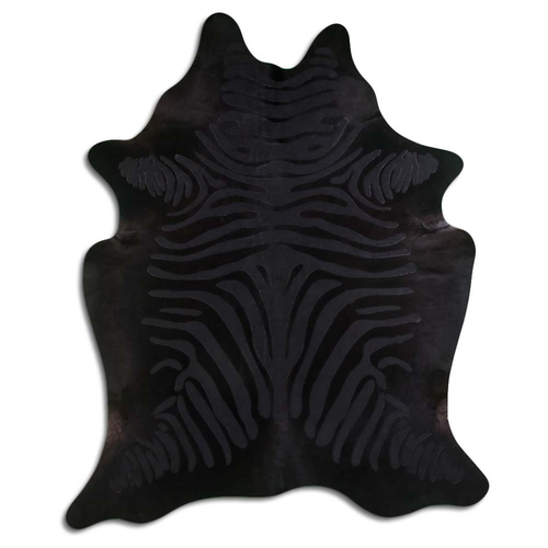 ACID WASHED HAIR ON COWHIDE ZEBRA DISTRESSED BLACK ON BLACK - CPDDZBLB3B-00128798