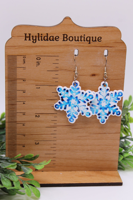 Dark Blue Snowflake || Drop Earrings