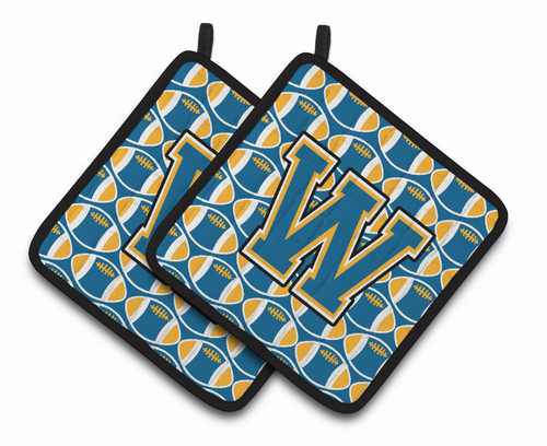 Monogram Football Pair of Pot Holders - CJ1077-WPTHD
