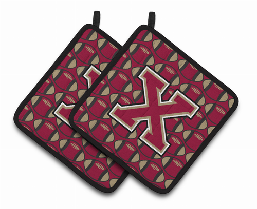 Monogram Football Pair of Pot Holders - CJ1078-XPTHD