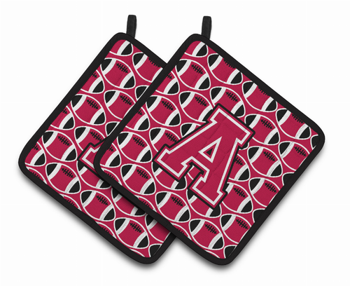 Monogram Football Pair of Pot Holders - CJ1079-APTHD