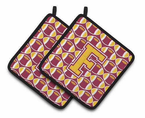 Monogram Football Pair of Pot Holders - CJ1081-FPTHD