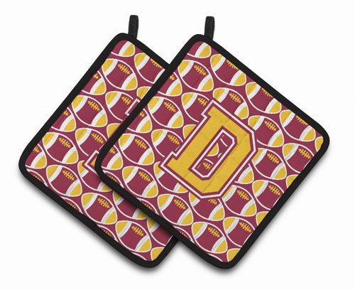Monogram Football Pair of Pot Holders - CJ1081-DPTHD