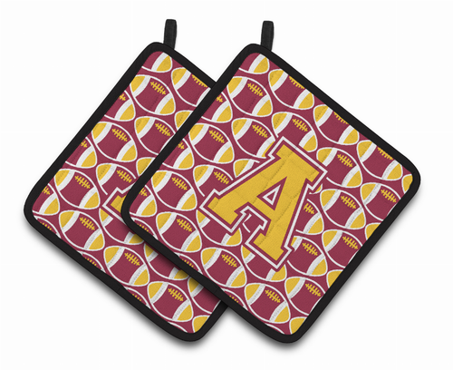 Monogram Football Pair of Pot Holders - CJ1081-APTHD