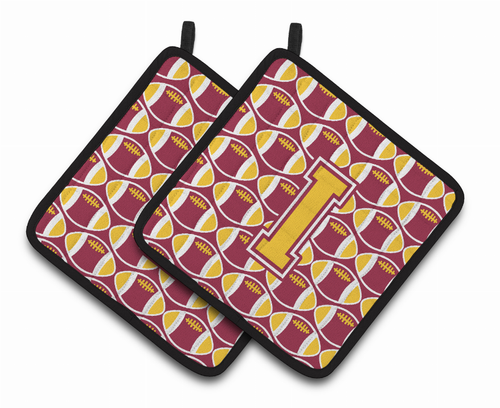 Monogram Football Pair of Pot Holders - CJ1081-IPTHD