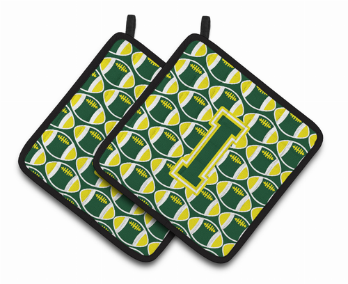 Monogram Football Pair of Pot Holders - CJ1075-IPTHD