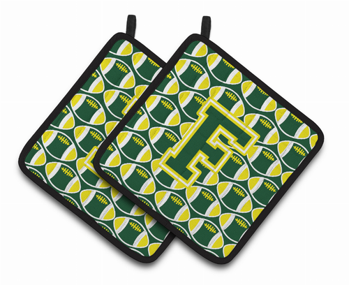 Monogram Football Pair of Pot Holders - CJ1075-FPTHD