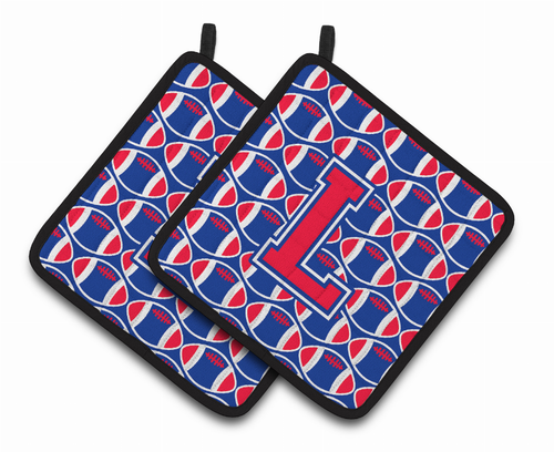 Monogram Football Pair of Pot Holders - CJ1076-LPTHD