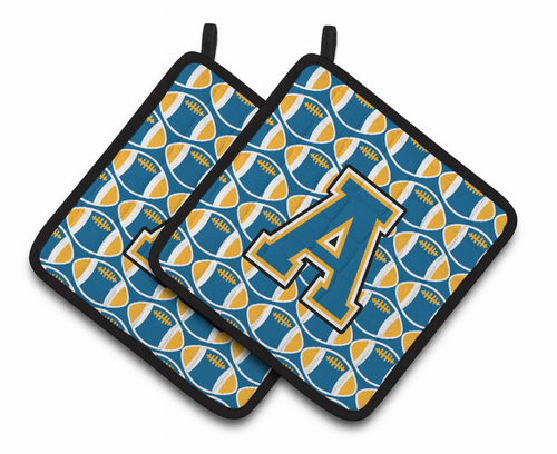 Monogram Football Pair of Pot Holders - CJ1077-APTHD