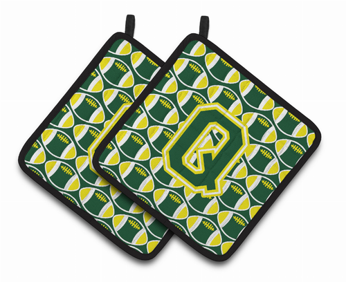 Monogram Football Pair of Pot Holders - CJ1075-QPTHD