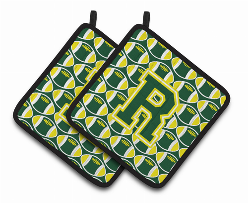 Monogram Football Pair of Pot Holders - CJ1075-RPTHD