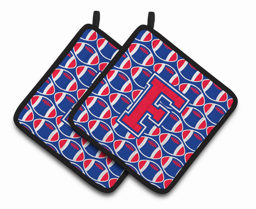 Monogram Football Pair of Pot Holders - CJ1076-FPTHD