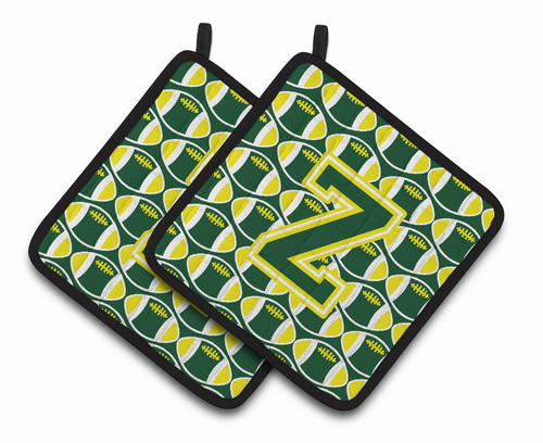 Monogram Football Pair of Pot Holders - CJ1075-ZPTHD