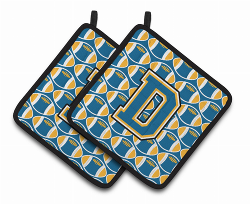 Monogram Football Pair of Pot Holders - CJ1077-DPTHD