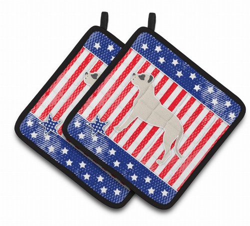 USA Patriotic Dog Art Pair of Pot Holders - S000213B001695P074708V037