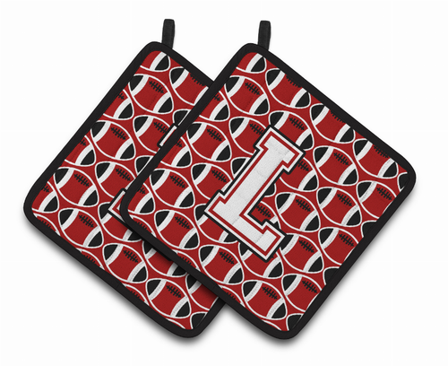 Monogram Football Pair of Pot Holders - CJ1082-LPTHD