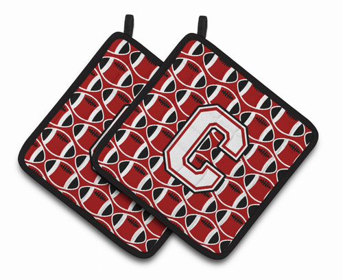 Monogram Football Pair of Pot Holders - CJ1082-CPTHD