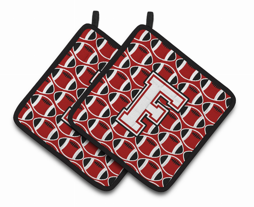 Monogram Football Pair of Pot Holders - CJ1082-FPTHD