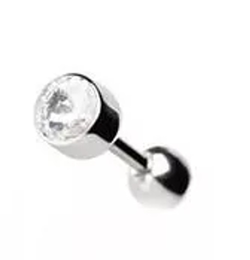 316L Surgical Steel Bezel Set Faceted Swarovski Crystal Cartilage Earring
