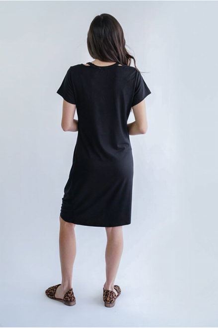 Emery V-Neck Twisted Hem T-Shirt Dress - DD-LC0221033-5