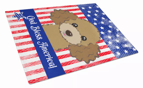 American Flag Dog Print Glass Cutting Board Large - S000213B001695P037135V045