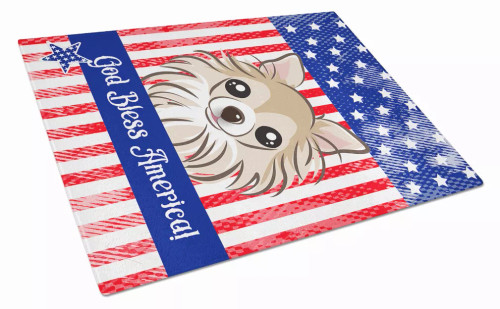 American Flag Dog Print Glass Cutting Board Large - S000213B001695P037135V044