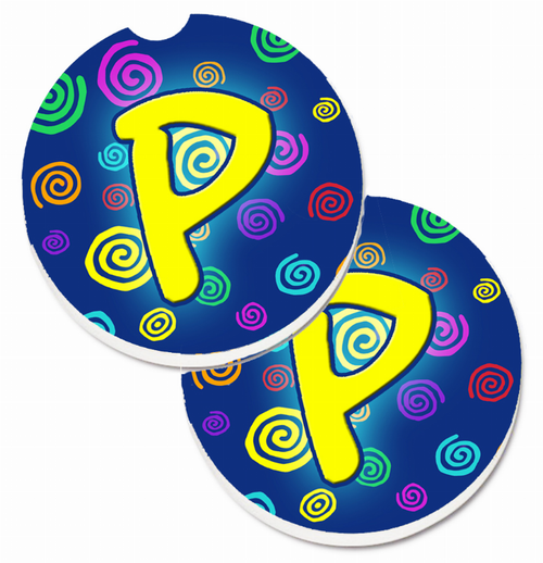 Letter Monogram Cup Holder Car Coasters (Set of 2) - CJ1011-PCARC