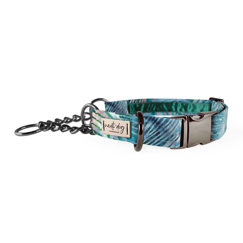 Palmetto Hand-dyed Watercolor Palm Leaf Buckle & Martingale Dog Collar - S002793B002925P000074V046
