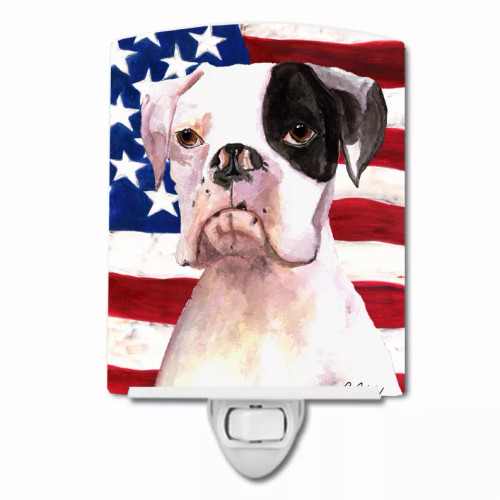 USA American Flag with Dog Ceramic Night Light - S000213B001695P102939V000