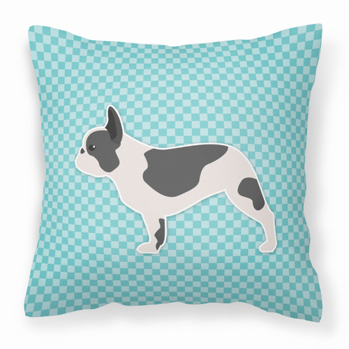 Dog Profile Checkerboard Design Fabric Decorative Pillow - BB3741PW1414