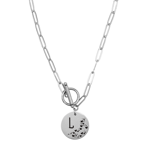 Women's Hearts Initial Toggle Necklace By Pink Box - PinkBox3-5382