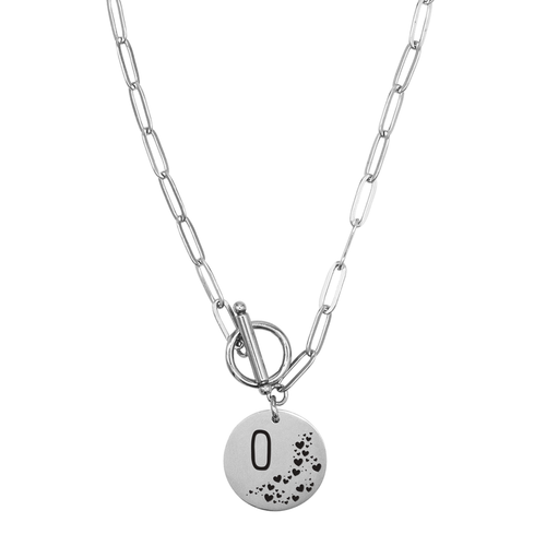 Women's Hearts Initial Toggle Necklace By Pink Box - PinkBox3-5385