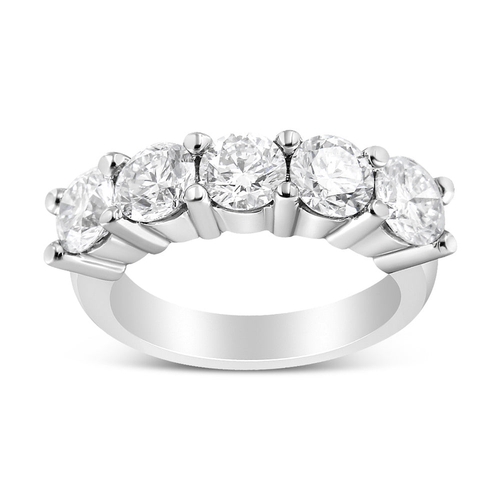 14K White Gold 3.0 Cttw Lab Grown Diamond Shared Prong Set 5 Stone Anniversary Band Ring (F-G Color, VS2-SI1 Clarity) 14K White Gold 3.0 Cttw Lab Grown Diamond Shared Prong Set 5 Stone Anniversary Band Ring (F-G Color, VS2-SI1 Clarity)