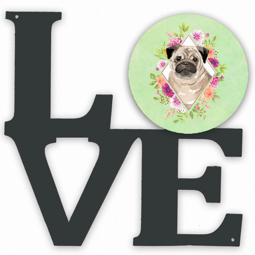 Dog Breed Flowers Design Metal Wall Artwork LOVE - CK4378WALV