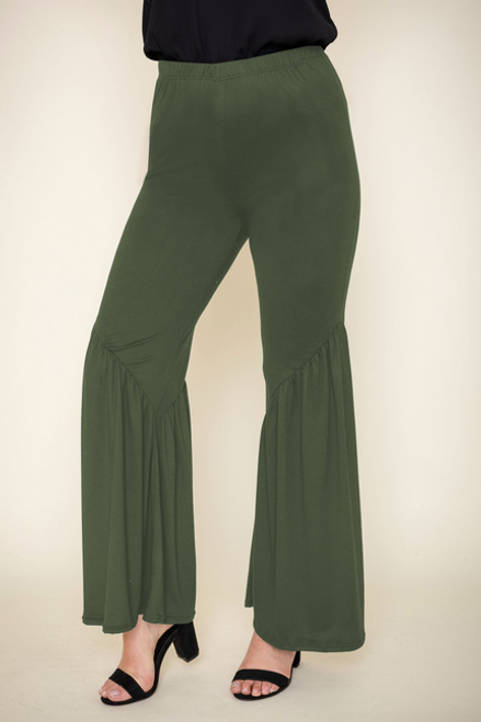 Solid Diagonal Seam Bell Bottom Pants - 1Eloges2370
