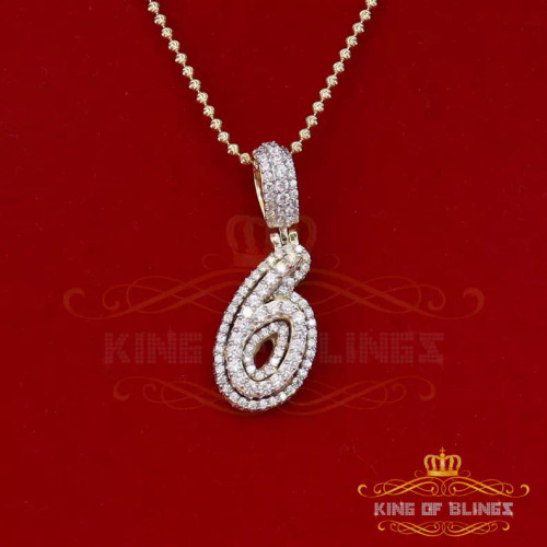 10k Yellow Gold Finish Cursive 3D Numbers With Lab Created Diamonds Silver Pendant - 18579Y6-A49KOB